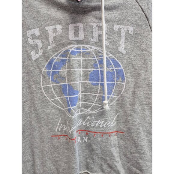 Grayson Threads Womens Sport International Cropped Hoodie Medium Gray - Picture 3 of 6